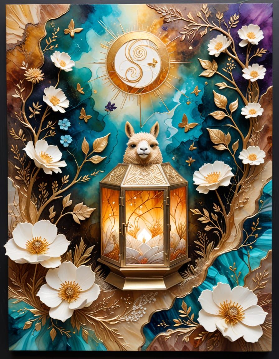 Serene Sanctuary: Meditating Alpaca and Duckling