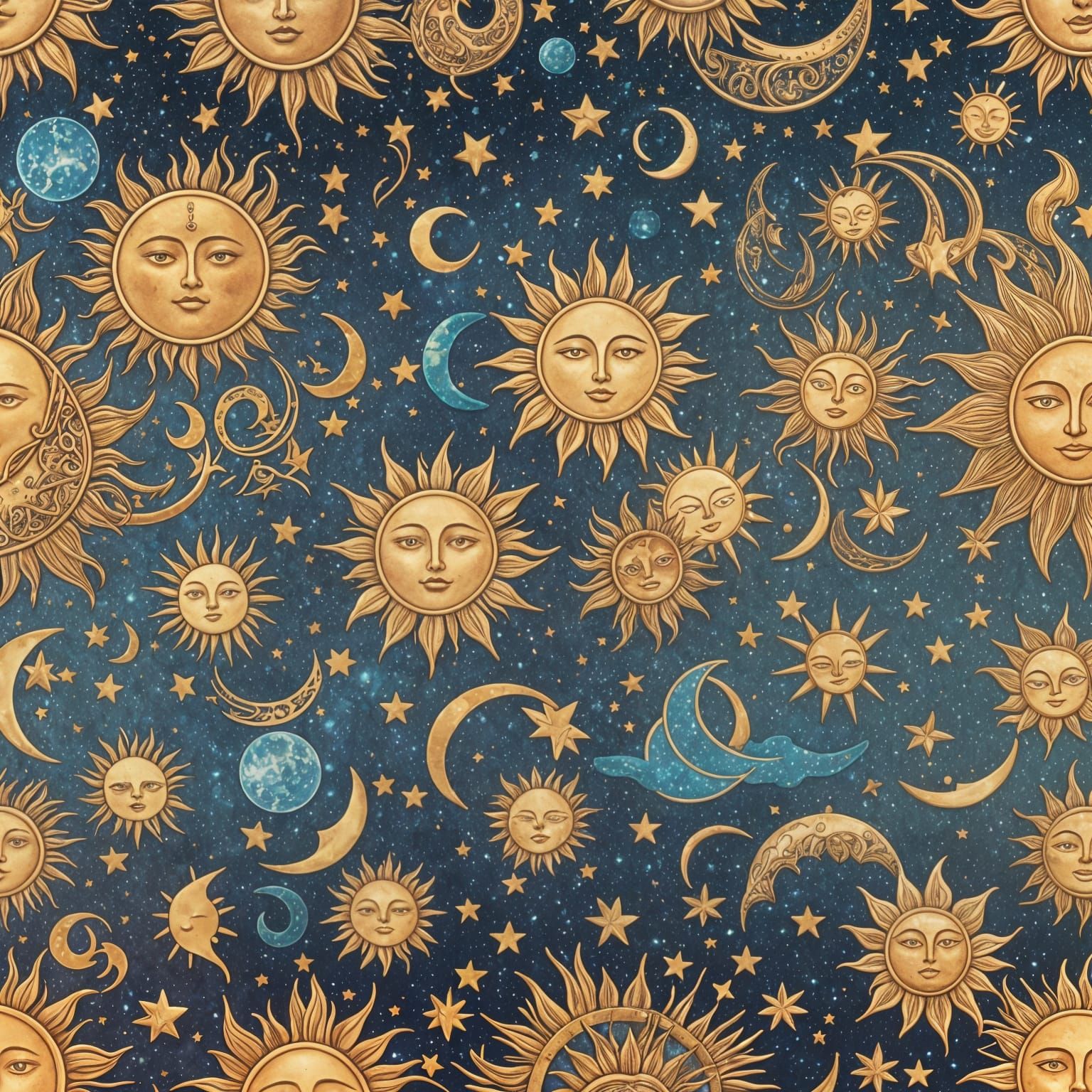 Holographic Sun and Moon Celestial Art