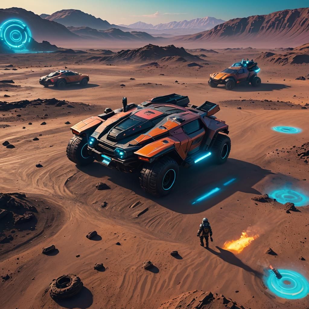 Astronauts Discover Vehicle on Alien Planet in Cyberpunk Sty...