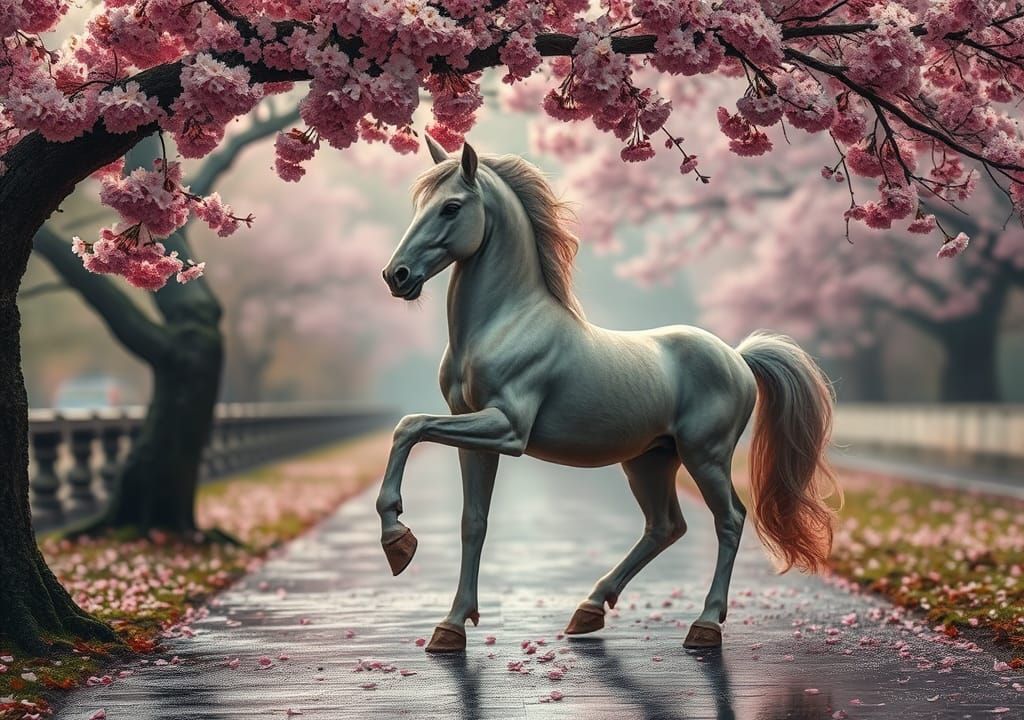 Impressionist Centaur Plucking Cherry Blossom