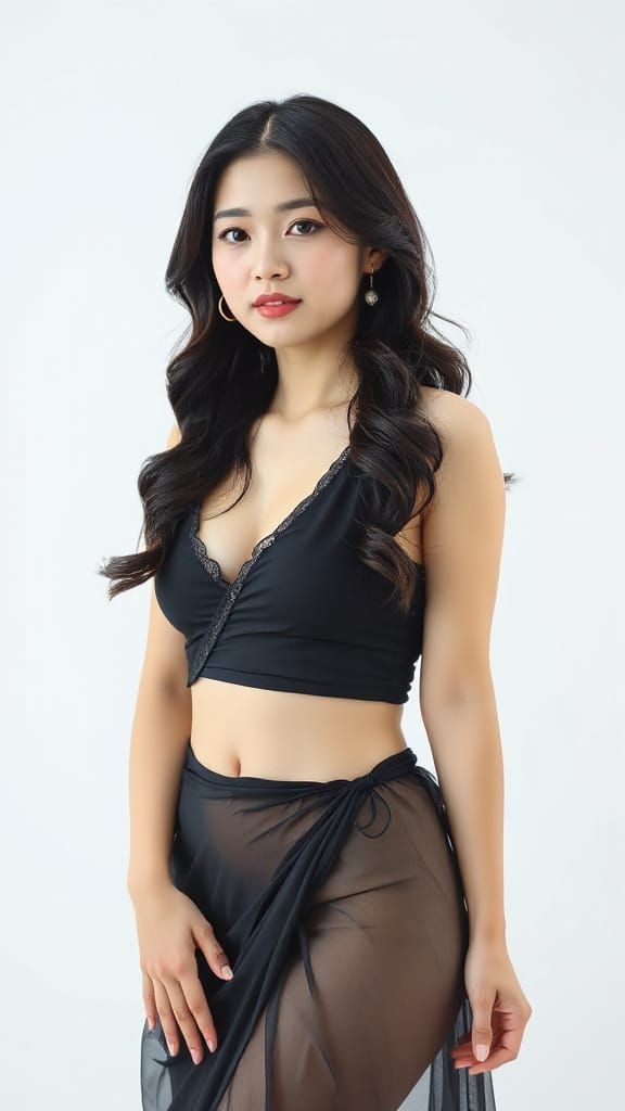 Beautiful Korean Woman in Elegant Pose