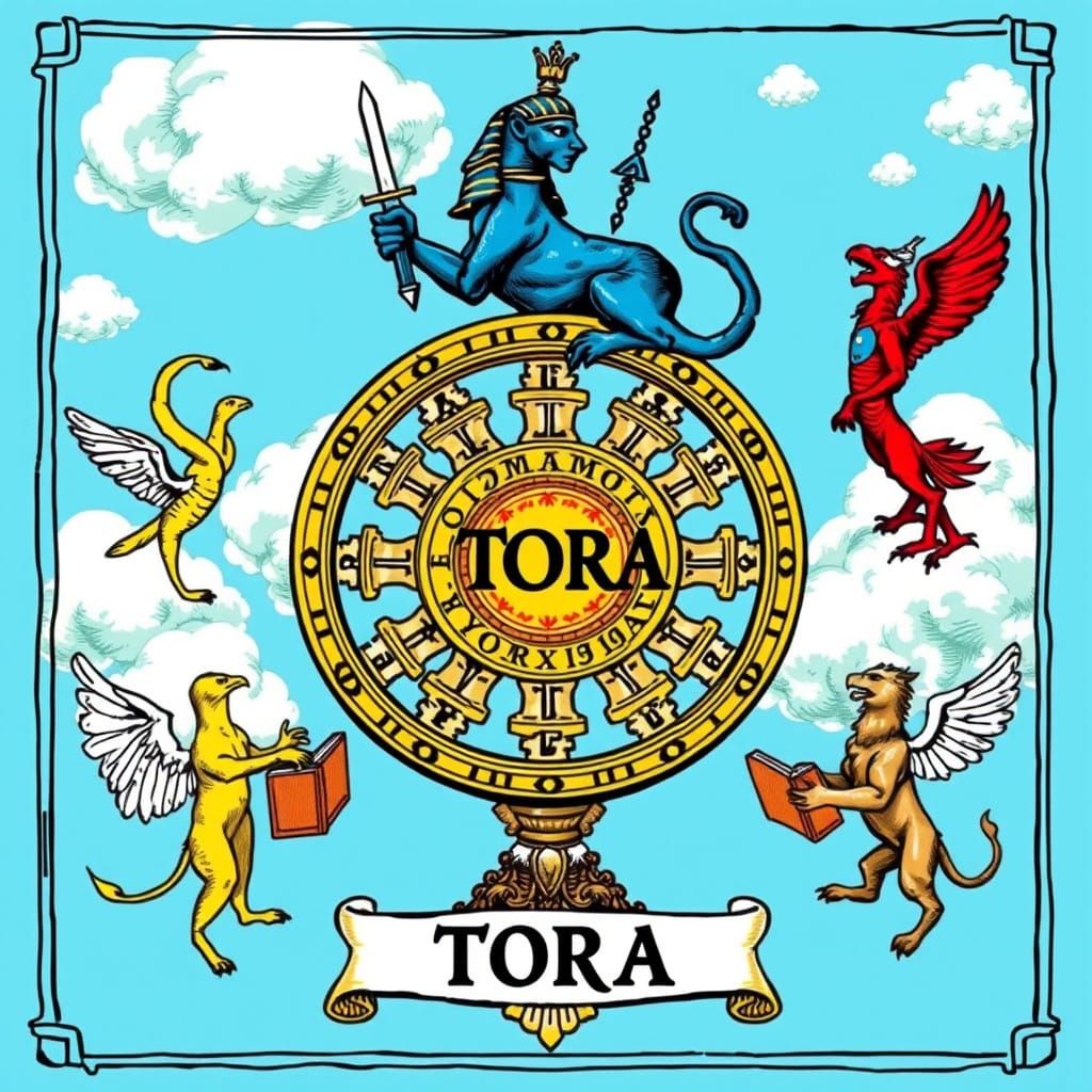 Medieval Tarot Wheel of Fate with Golden Alchemical Symbols ...