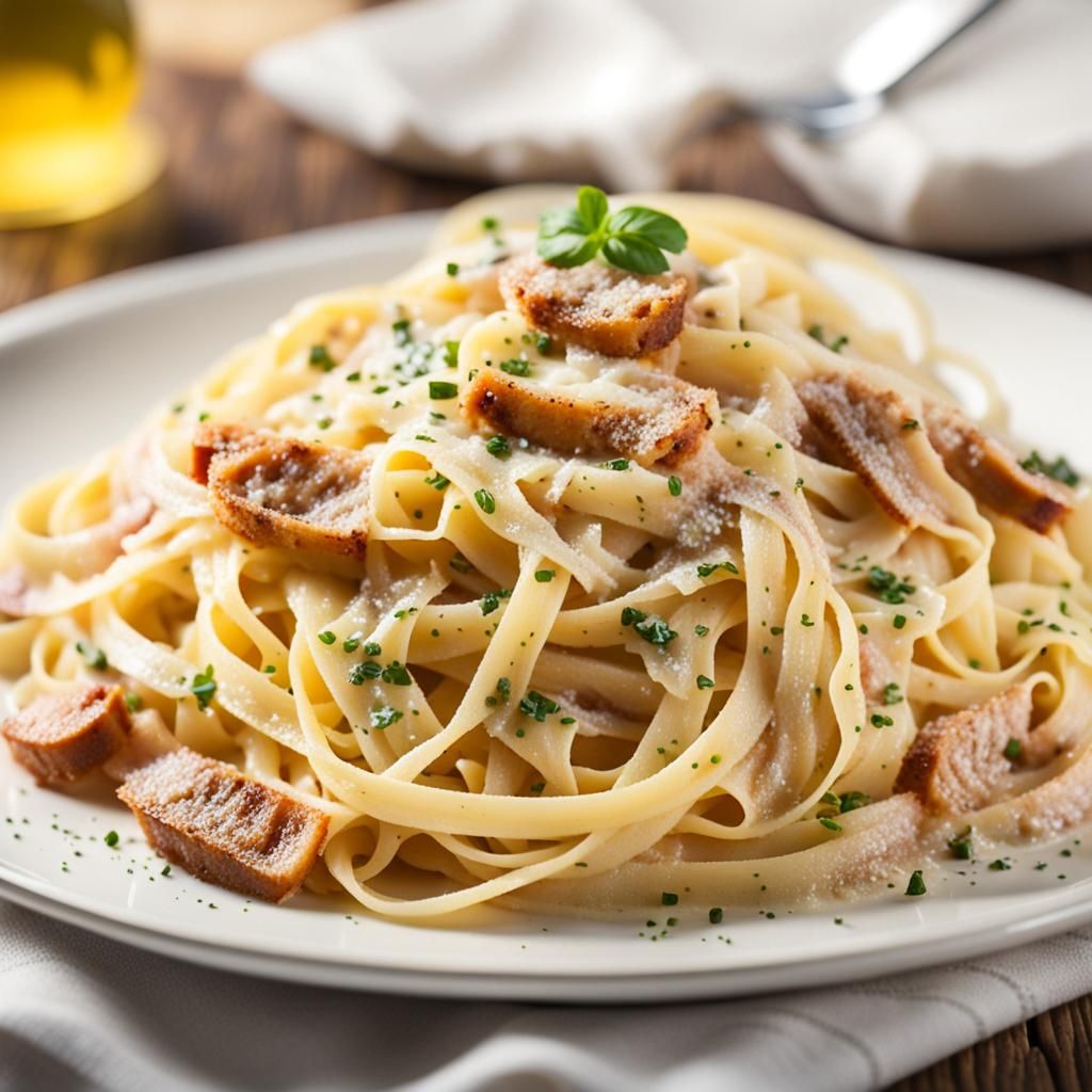 Delicious Fettuccini Carbonara in Natural Lighting