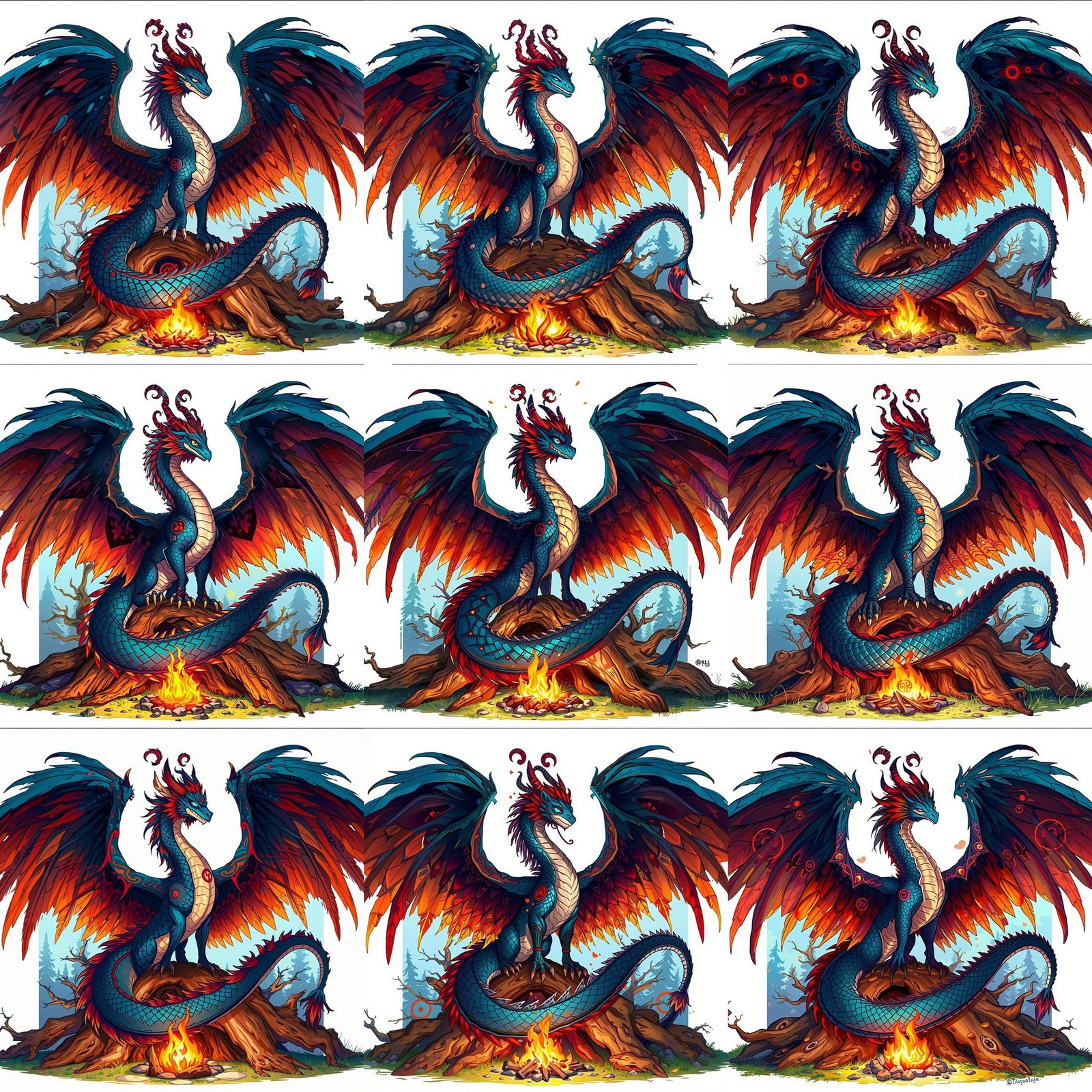 Majestic Dragon-Phoenix Hybrid in Anime Style