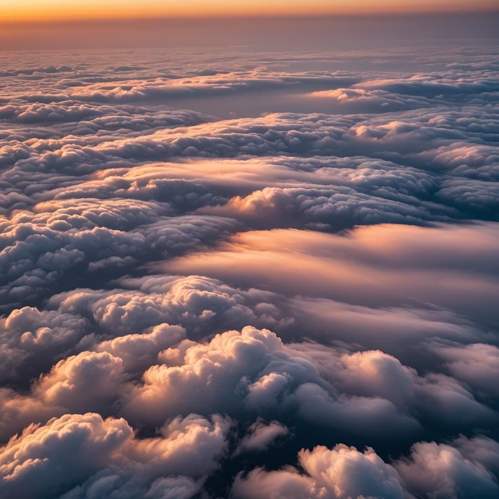 Dramatic Sunrise Above Clouds from Airplane