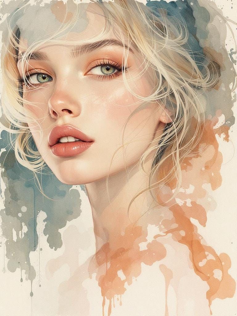 Blonde Woman Portrait in Art Nouveau Style