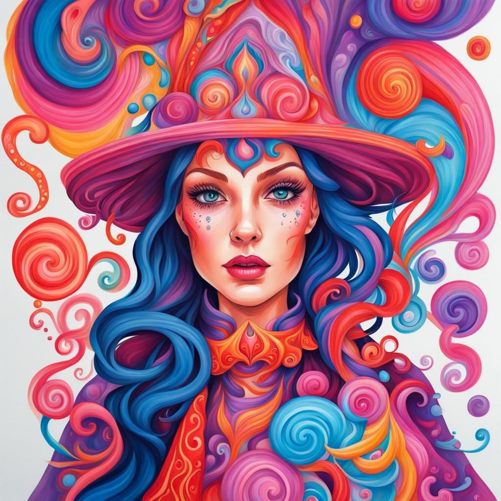 Vibrant Sorceress in Candyland Wonderland