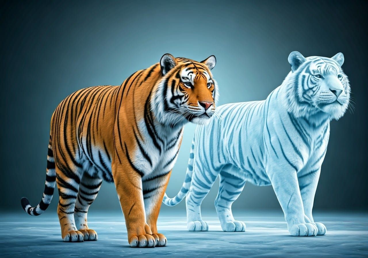 Majestic Bengal Tiger Amidst Icy Crystal Sculpture