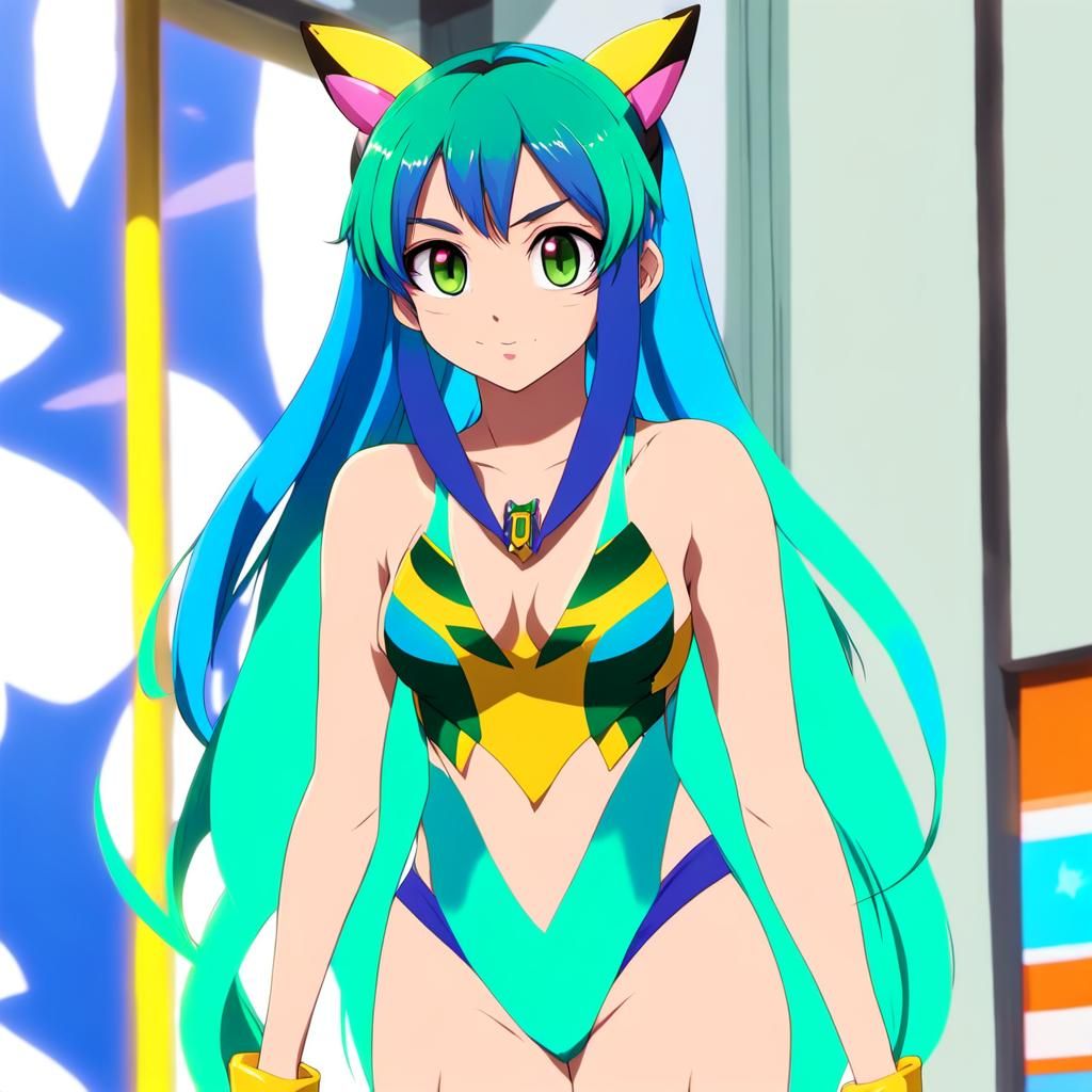 D.Va as Lum in Cel-Shaded Manga Style