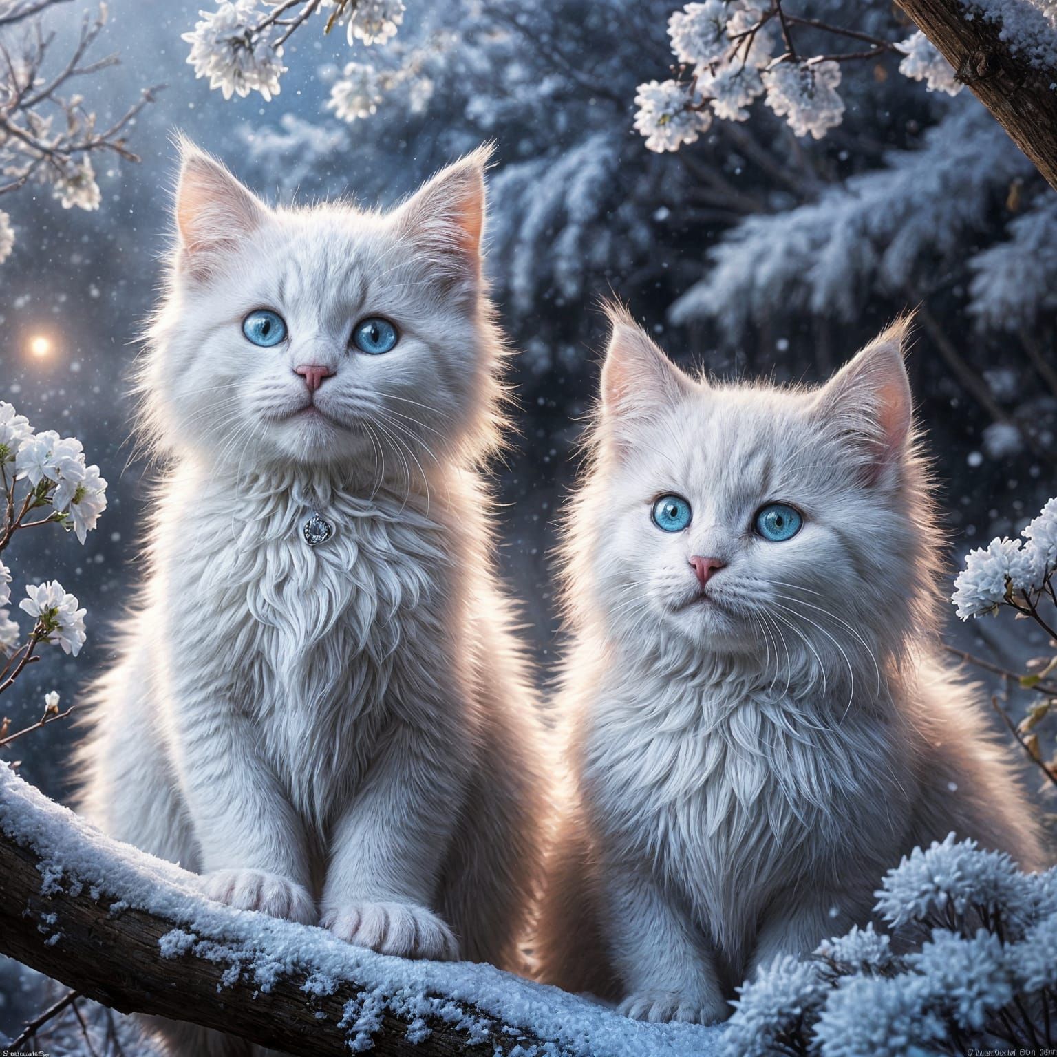 Two Adorable Kittens in Winter Wonderland