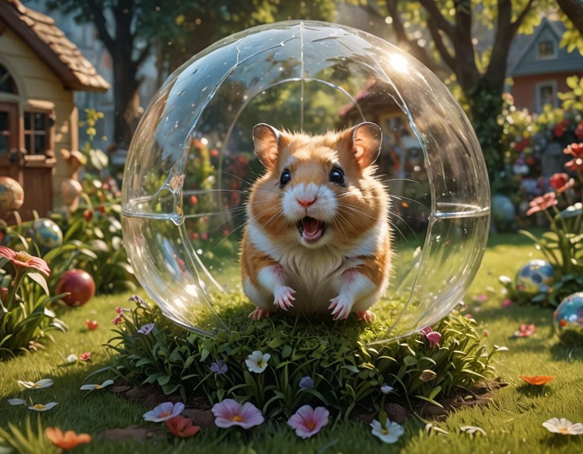 Hamster's Perilous Run: Hyperrealistic Garden Chase