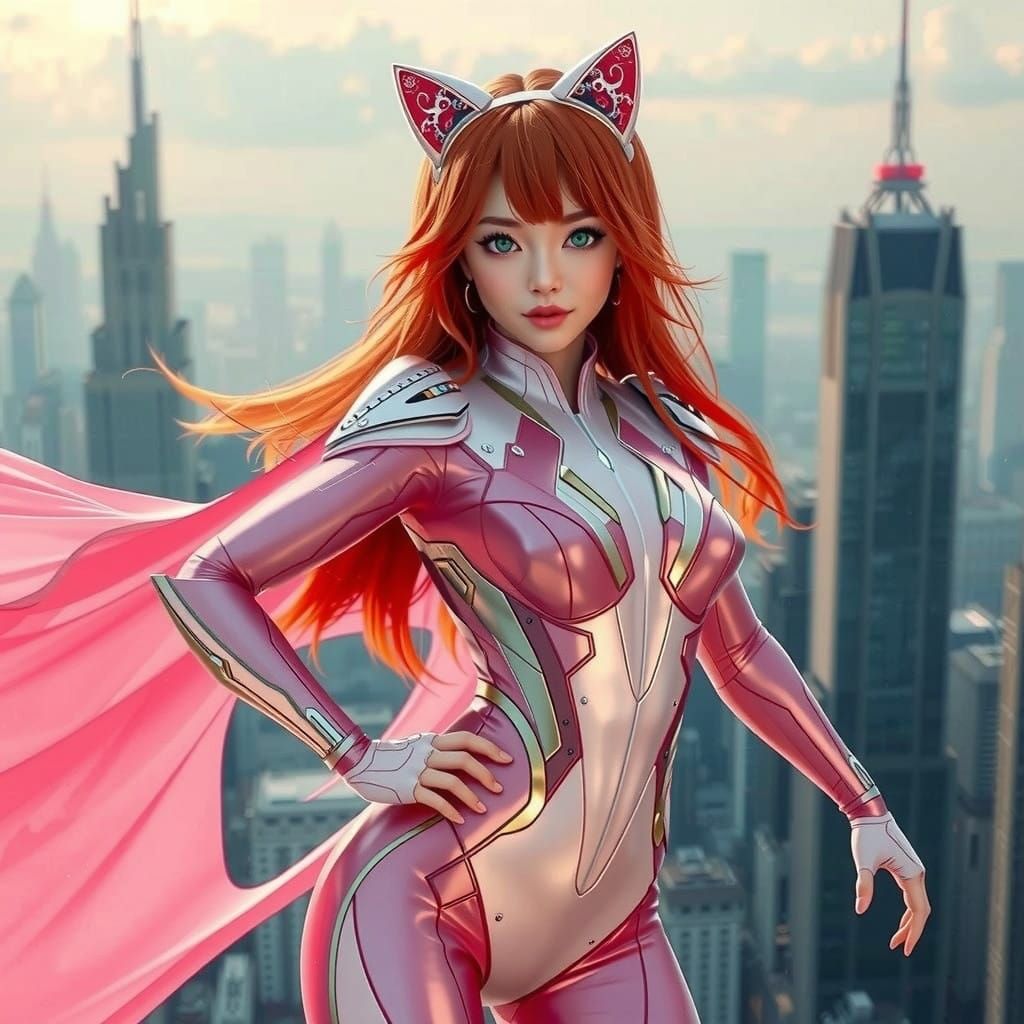 Japanese Superheroine Akane in High-Tech Exosuit