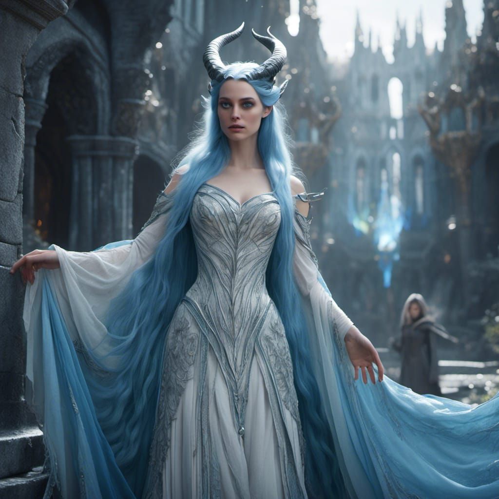 Youthful Elf with Ice Blue Hair in Fantasy Art