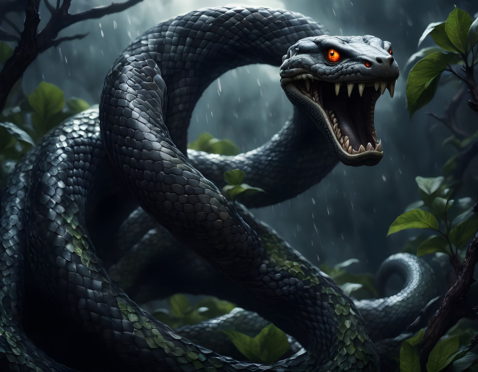 Muscled Serpent in Thunderstorm Turmoil