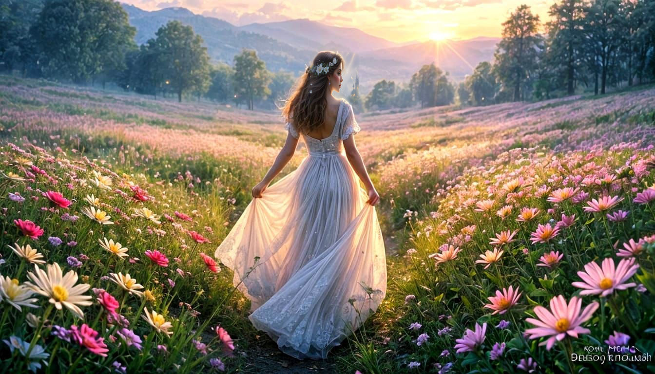 Ethereal Fantasy Flowers Bloom With Light