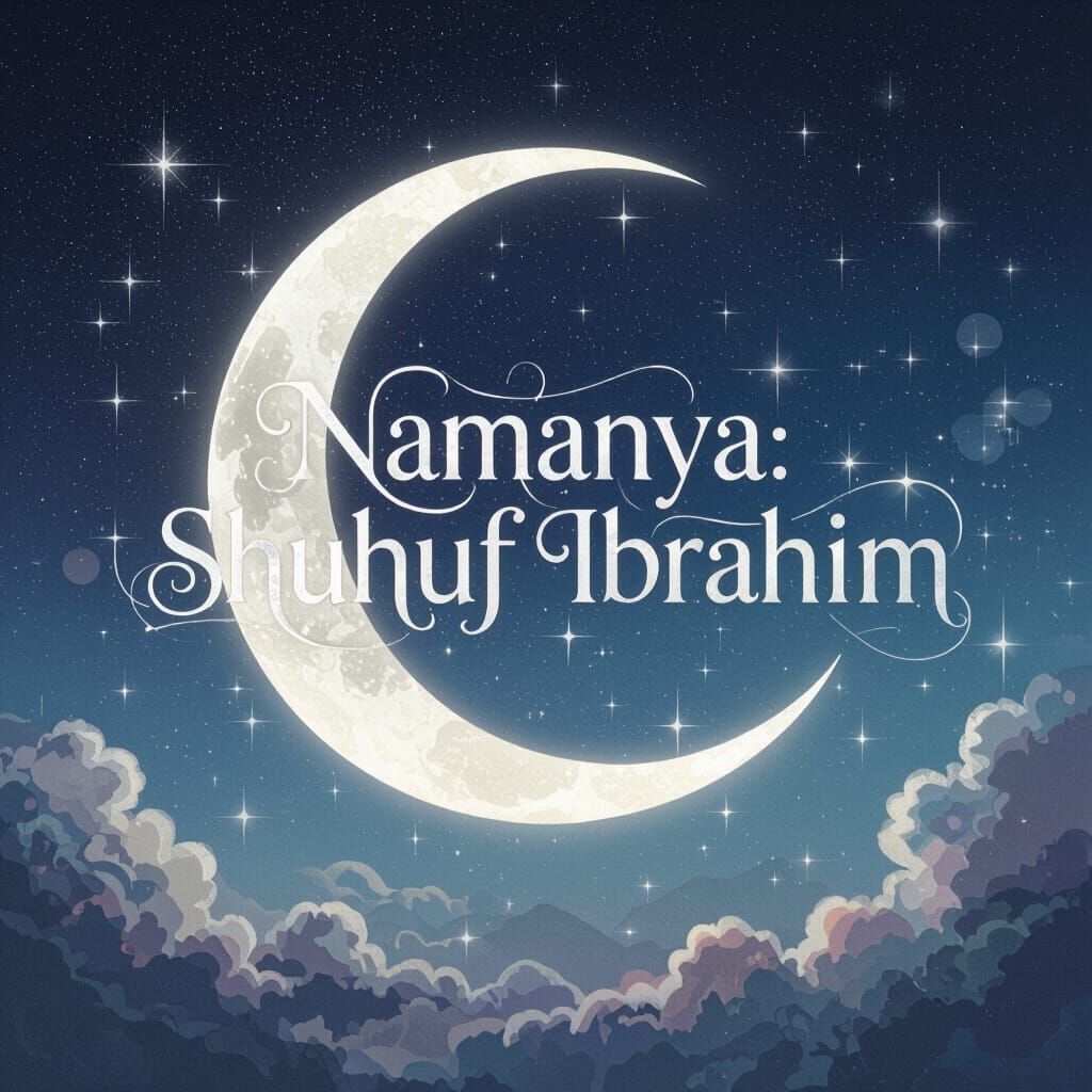 Midnight Sky with Crescent Moon and Arabic Text