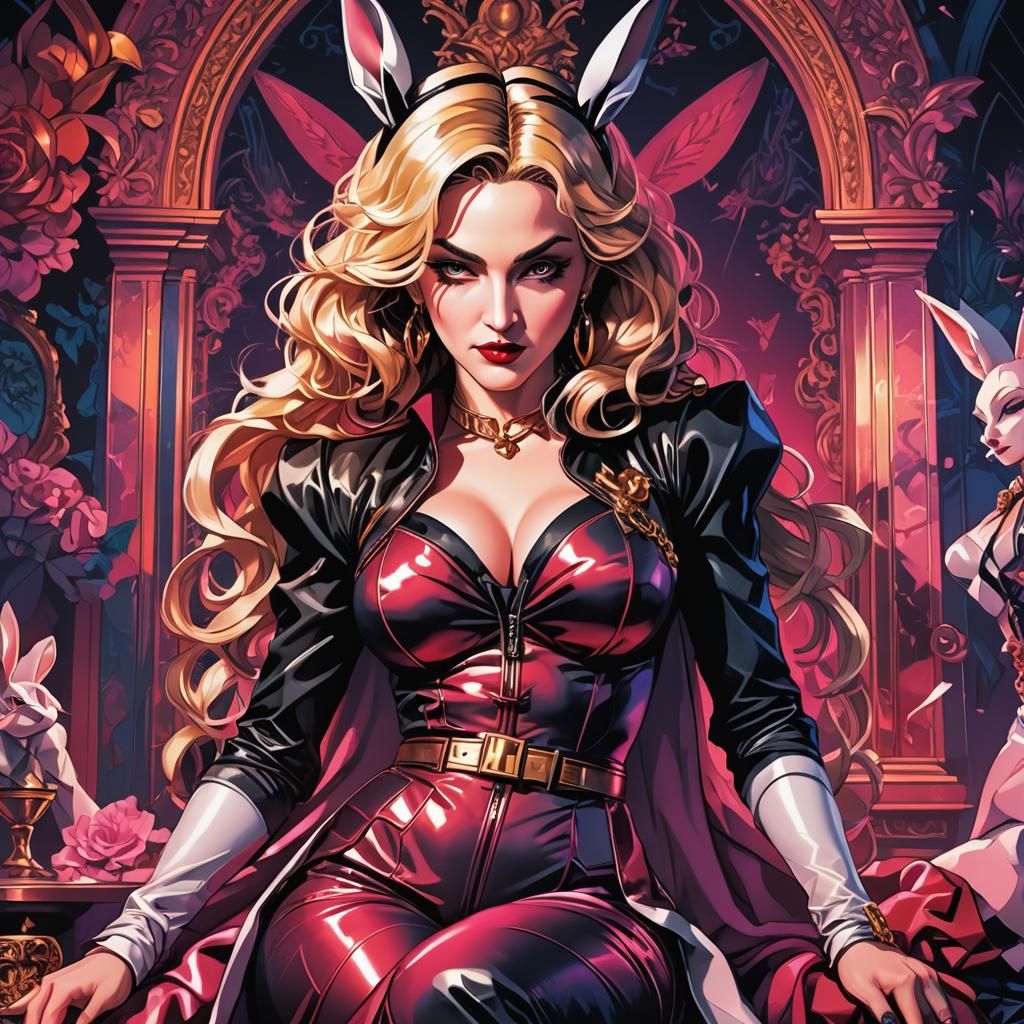 Madonna as a Playboy Bunny in Vibrant Anime Art