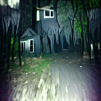 Eerie House in Dark Forest