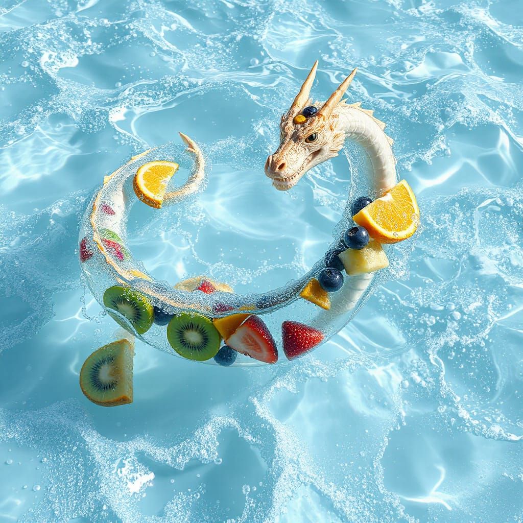 Serpentine Water Dragon in Effervescent Fruit Realm