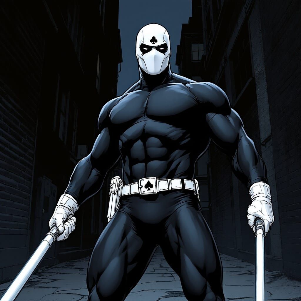 Muscular Man in Spandex Suit in Comic Book Style