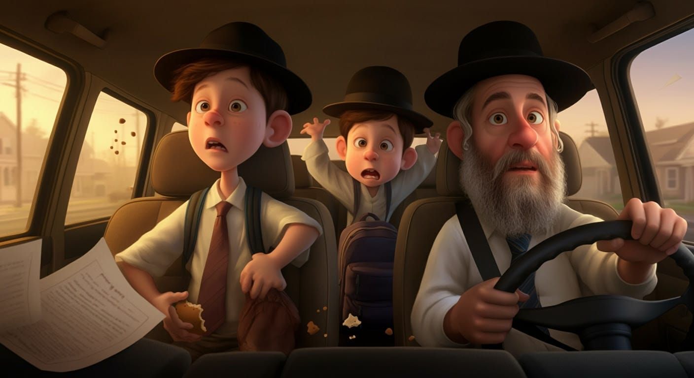 Chaos in the Hasidic Family Van in a Pixar-Inspired Digital ...
