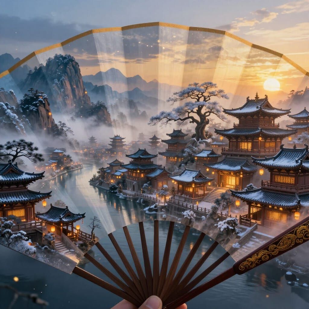 Ancient East Asian City Revealed Through Folding Fan Panels