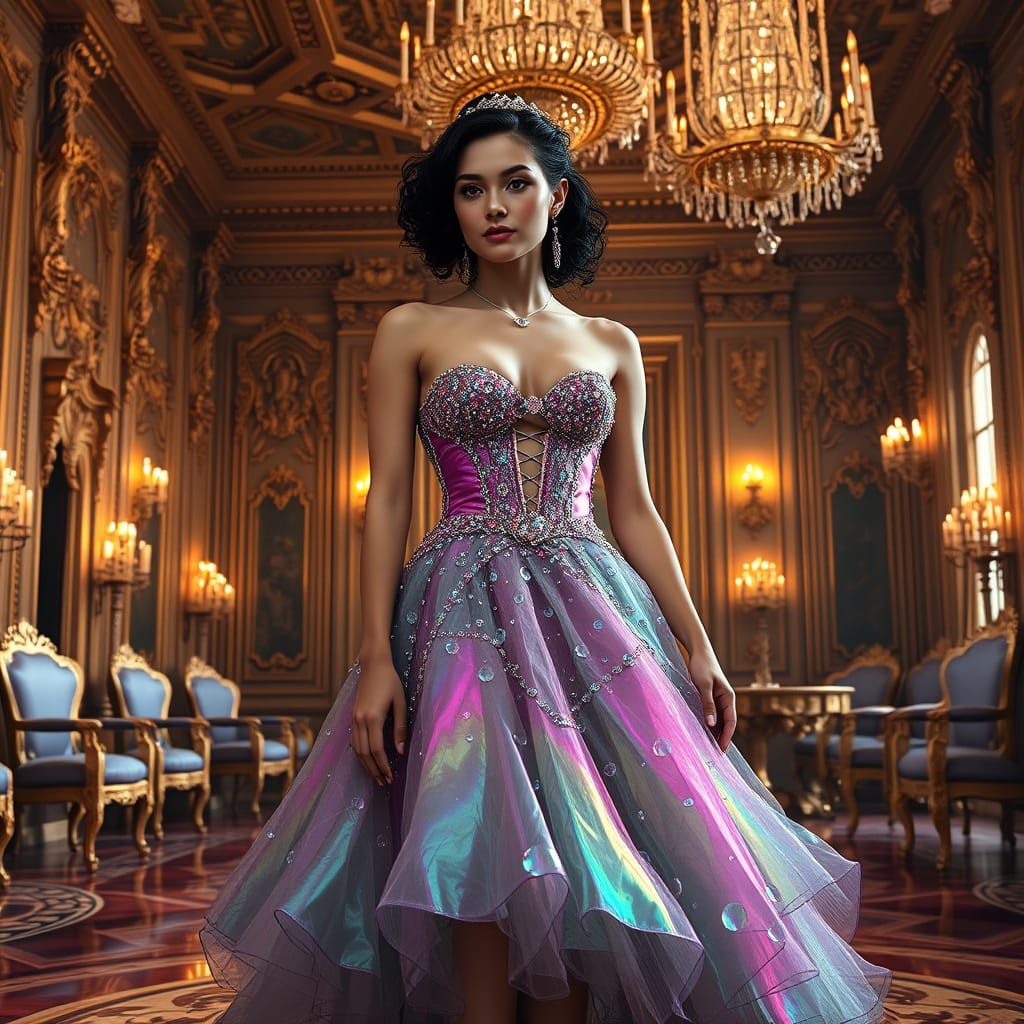 Woman in Iridescent Ballgown, Grand Ballroom, in Fantasy Con...