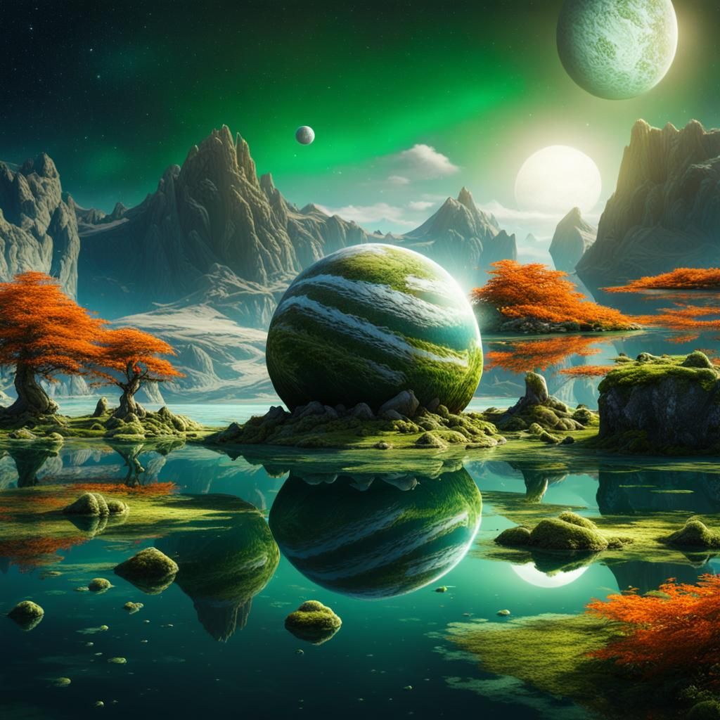 Surreal Jupiter Landscape with Tent: Hyperrealistic Photo