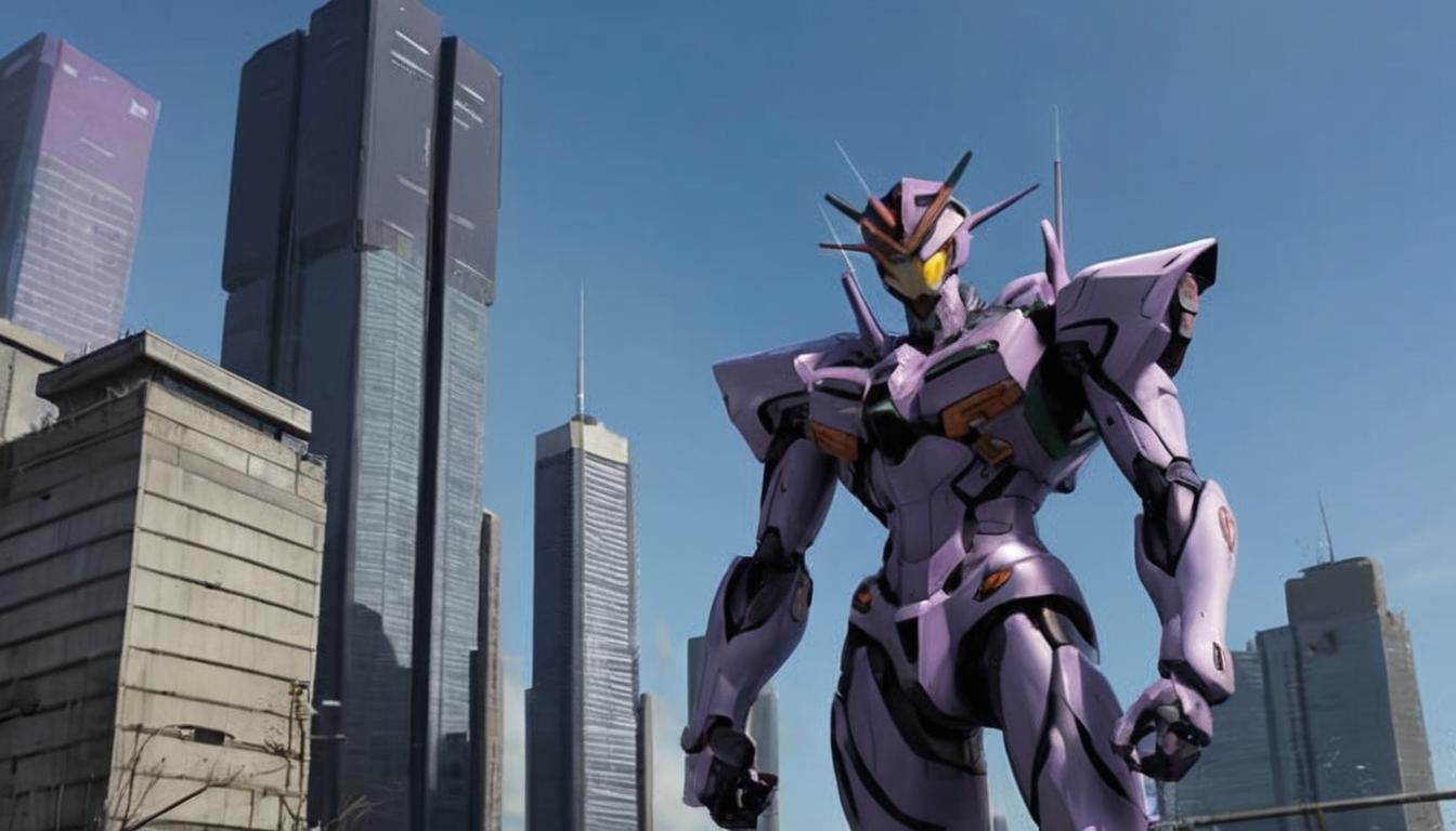 Evangelion Unit-01 Mecha in Futuristic Tokyo