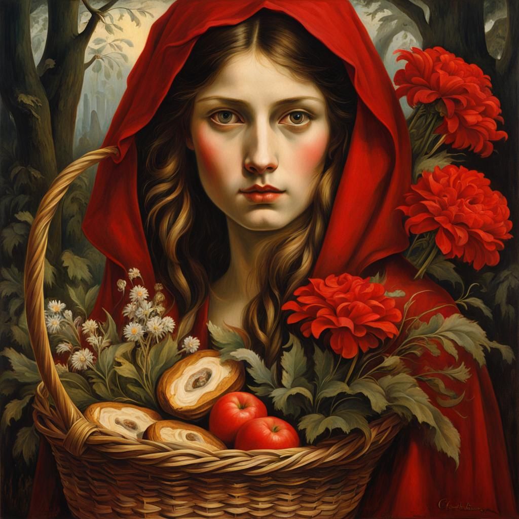 Red Riding Hood Portrait in Romantic Style