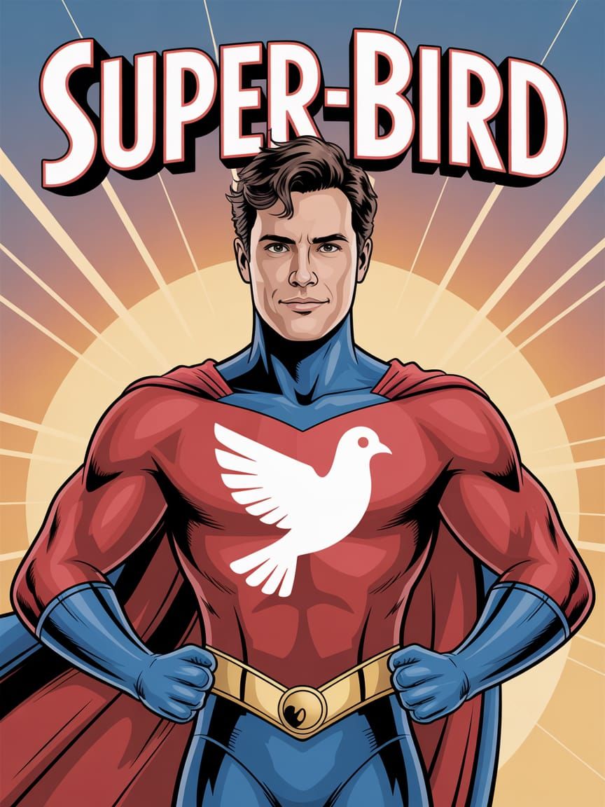 Wonder-Bird Superhero in 2D Cartoon Style