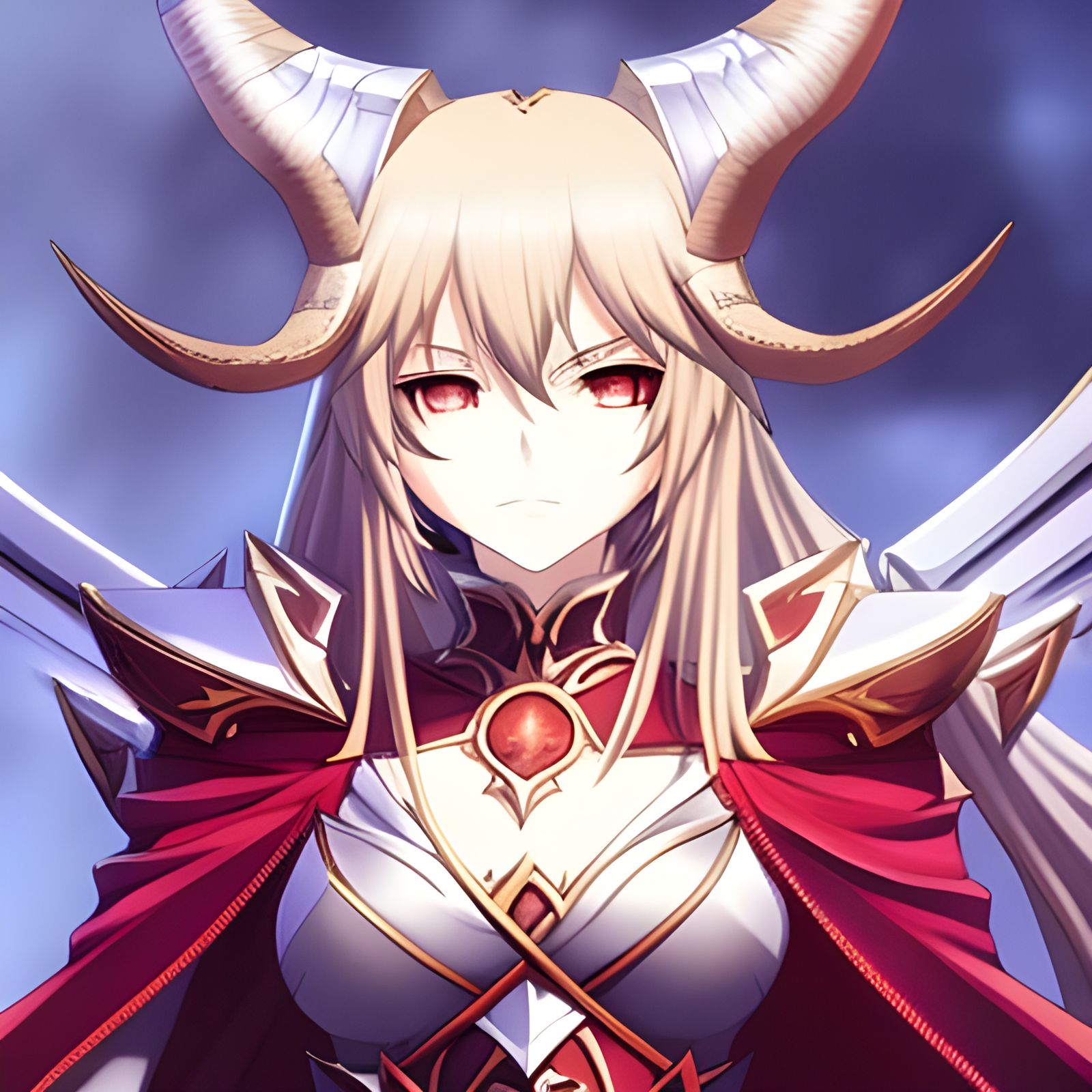 Fiery Anime Demon Girl: Cel-Shaded Digital Art