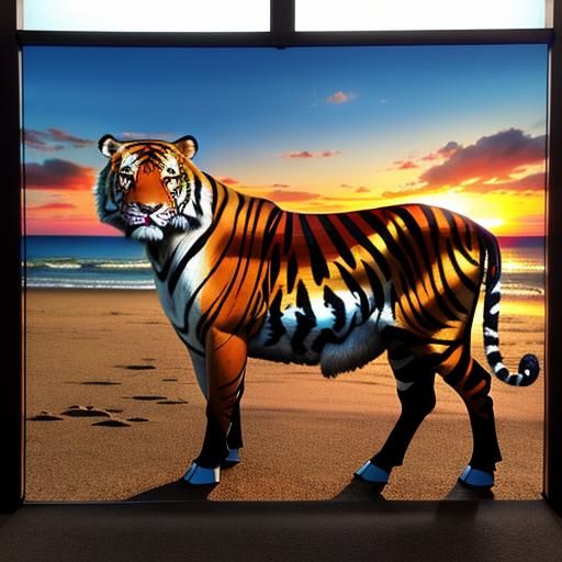 Stained Glass Cow and Wool Tiger Sunset