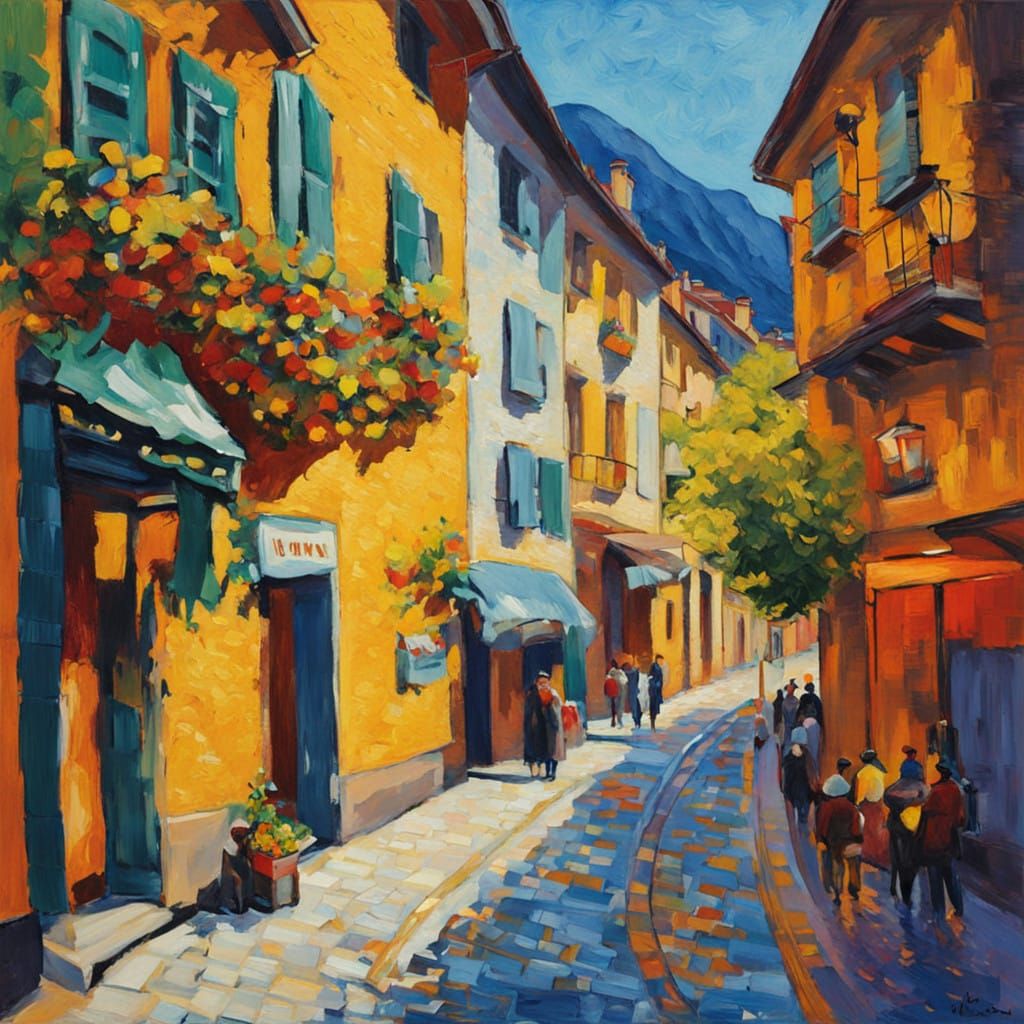 Neo-Expressionist Cityscape of Andorra La Vella