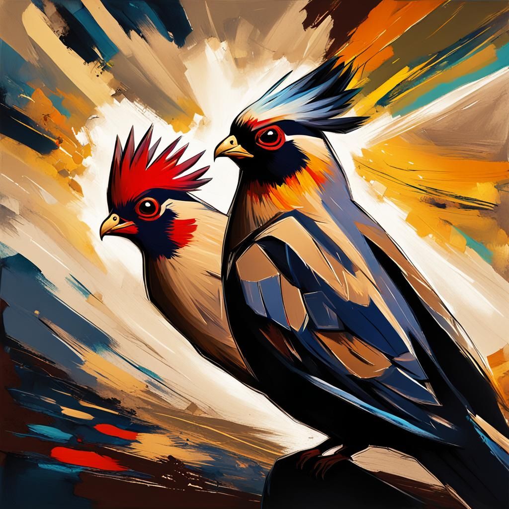 Pidgey Reunion in Abstract Expressionist Style