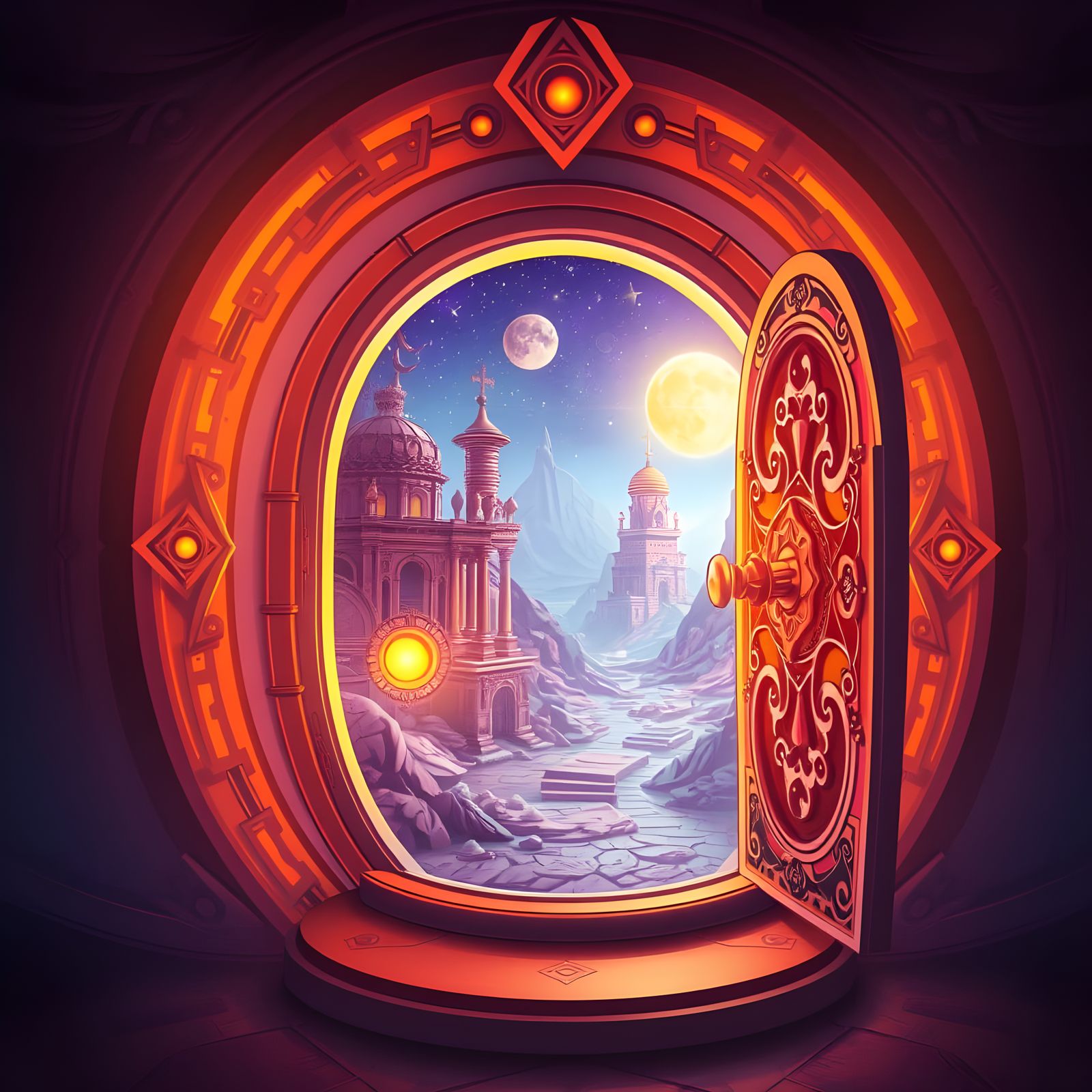 Glowing Time Machine Portal in Vibrant Hues