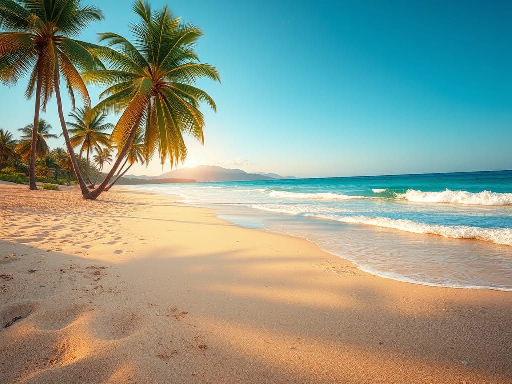 Idyllic Golden Beach Landscape in Ultra-Realistic Style