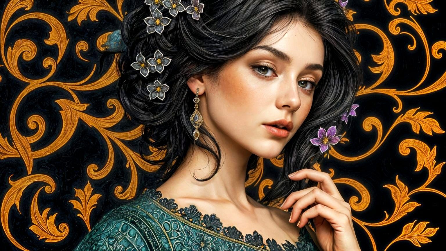 Magical Woman in Alphonse Mucha Style