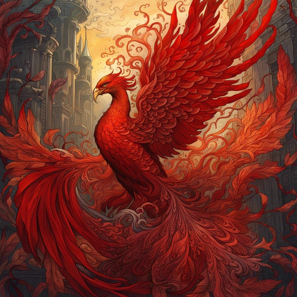 Spectacular Phoenix in Flight: Fantasy Concept Art
