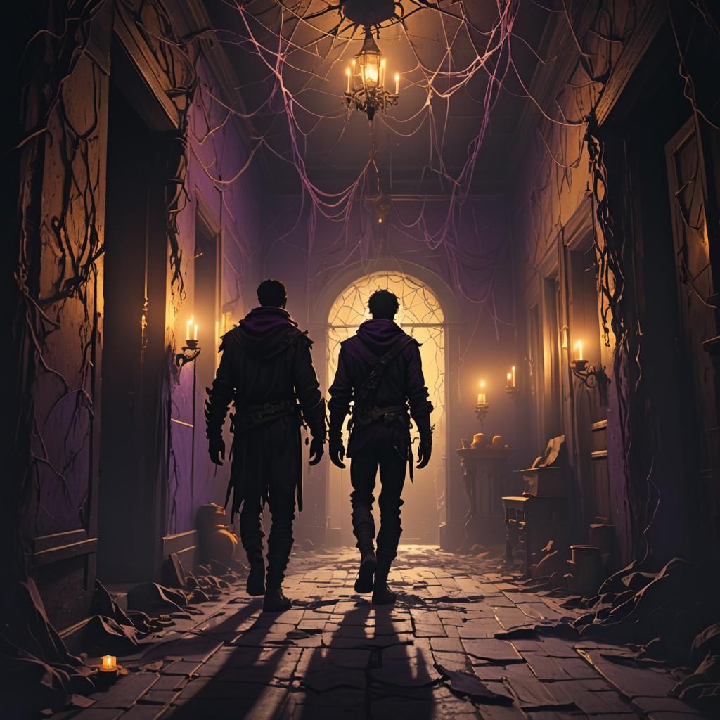 Eerie Hallway: Gothic Dark Fantasy Illustration