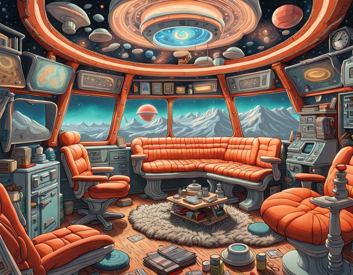 Detailed Maximalist Interior of a UFO