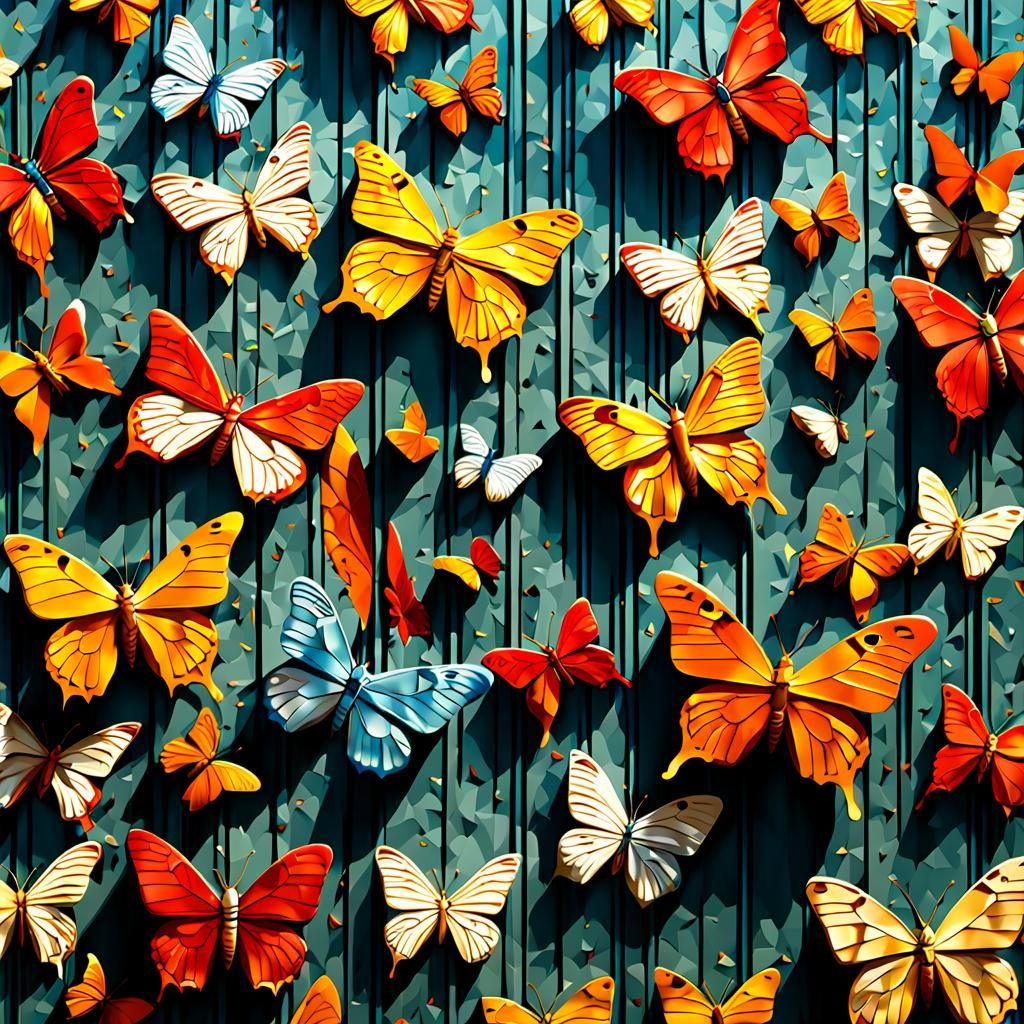 Butterflies and Stripes in Warm Colors