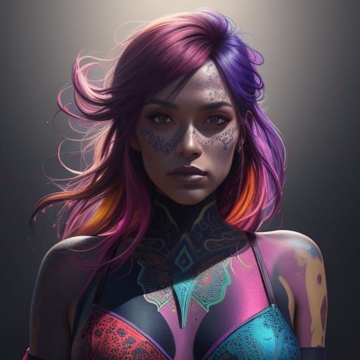 Woman in Lingerie: Hyperrealistic Splash Art Portrait