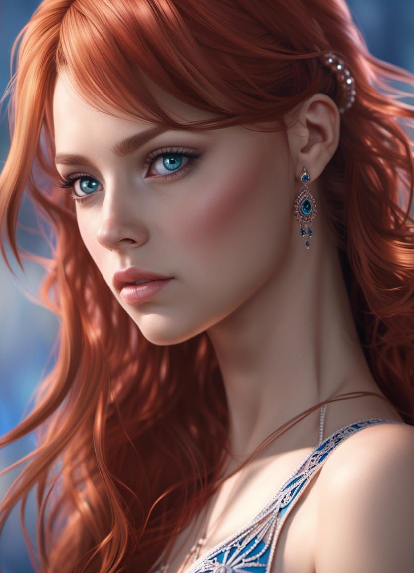Detailed Portrait of a Girl with Blue Eyes