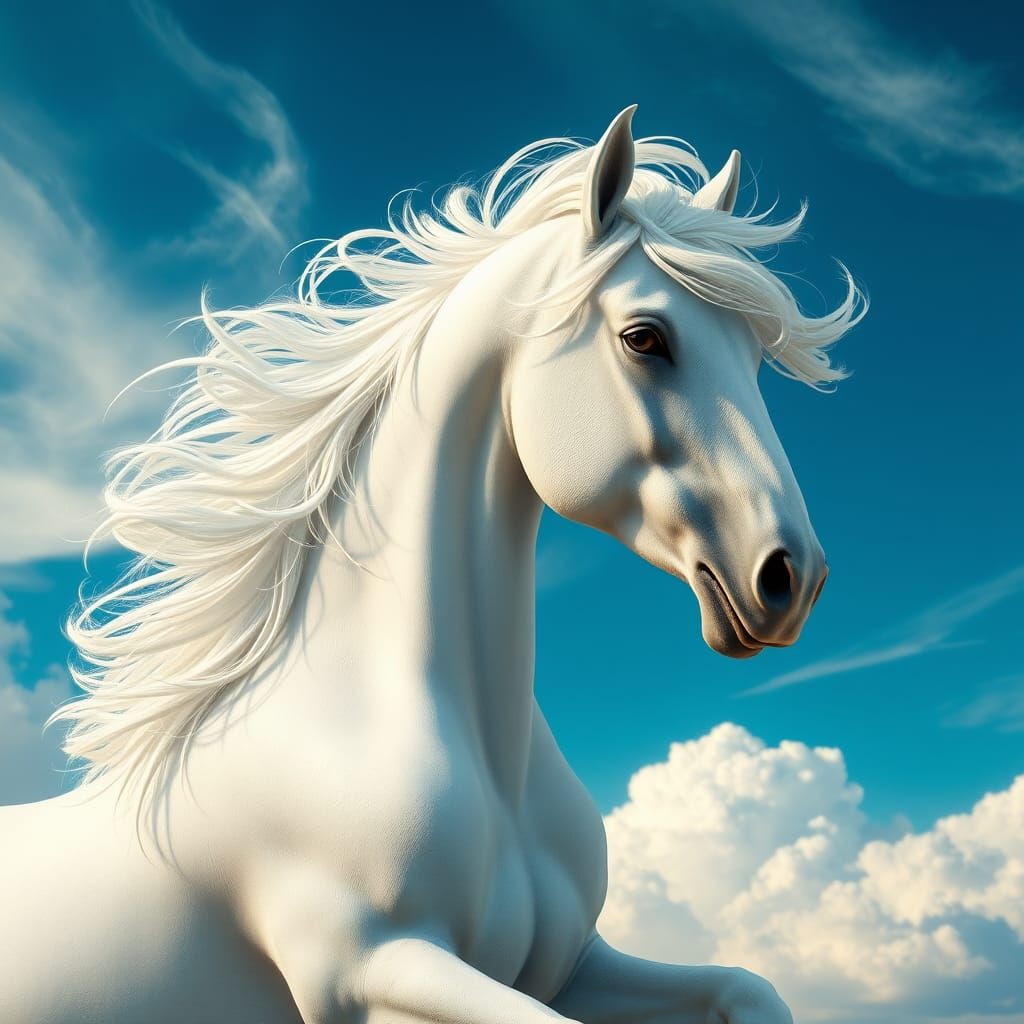 Ethereal White Horse in a Vibrant, Dreamlike Realm