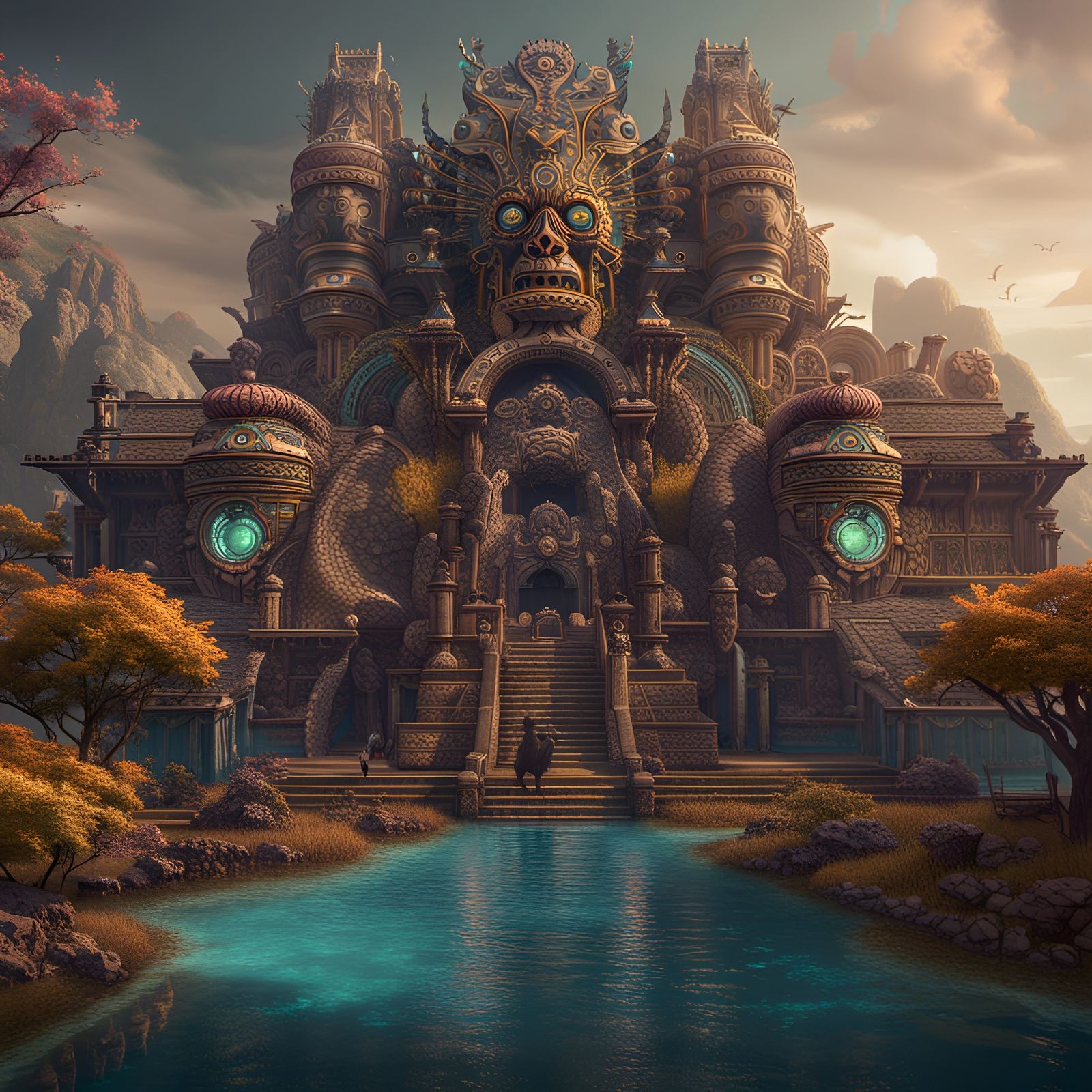 Detailed Matte Painting of Tezcatlipoca