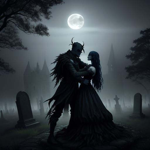 Graveyard Dance in Gothic Romanticism Style