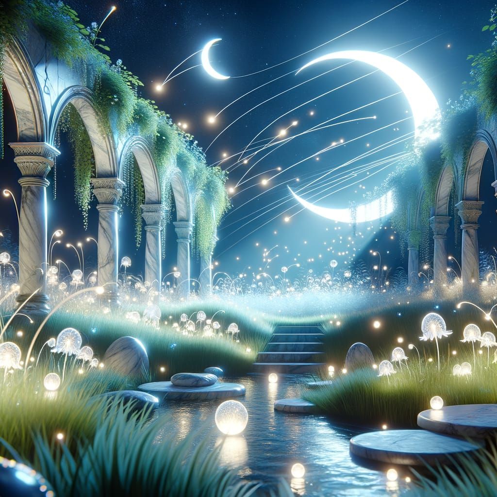 Magical Starlight Garden in Whimsical Animation Style