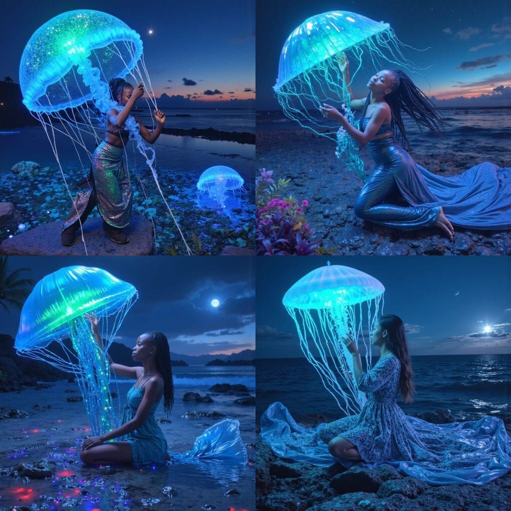 Mermaid Transformation in Vibrant, Shimmering Hues