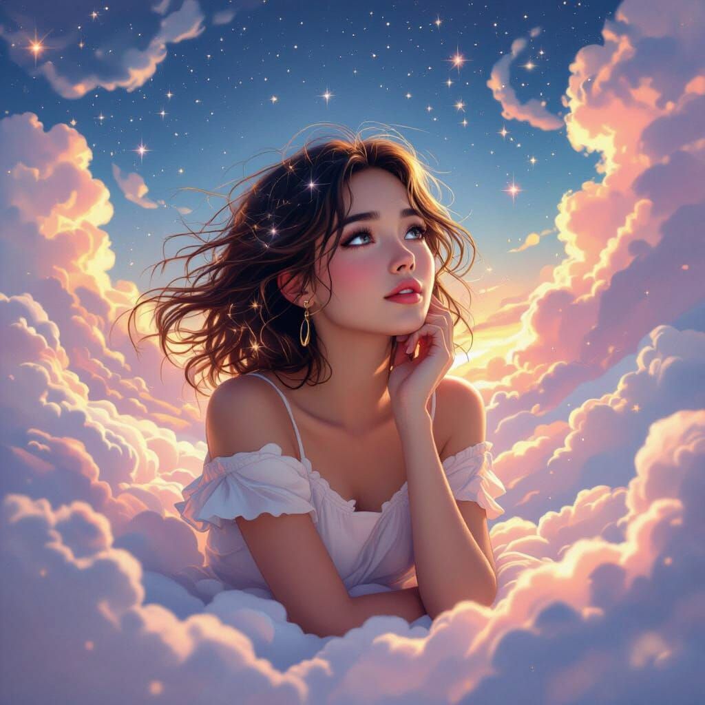 Ethereal Woman in Dreamy Landscape